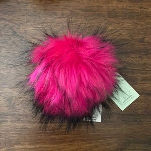 “Have a ball” by Anthropologie Pink Black Pick-A-Pom Beanie Topper Faux Fur